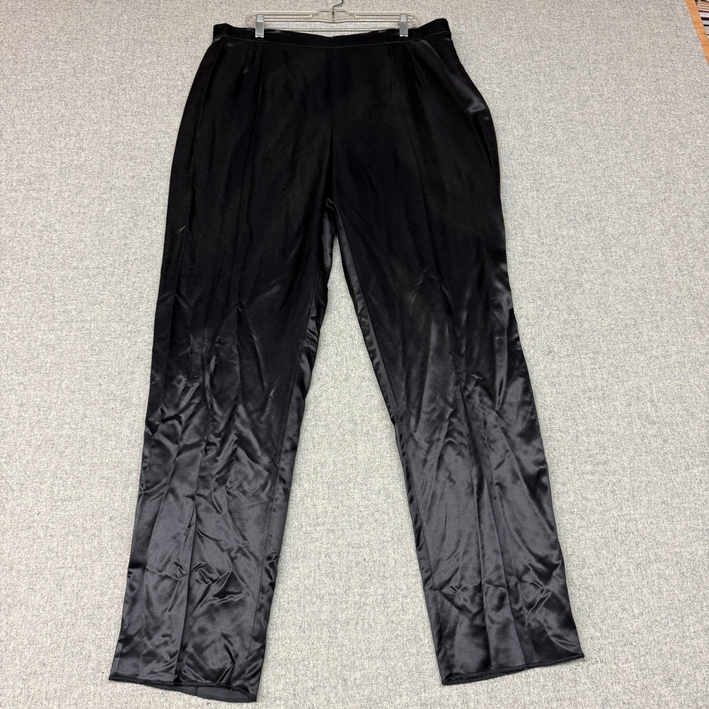 Marina Rinaldi Satin Dress Pants Size 27 Black Side Zip Made in Italy Formal